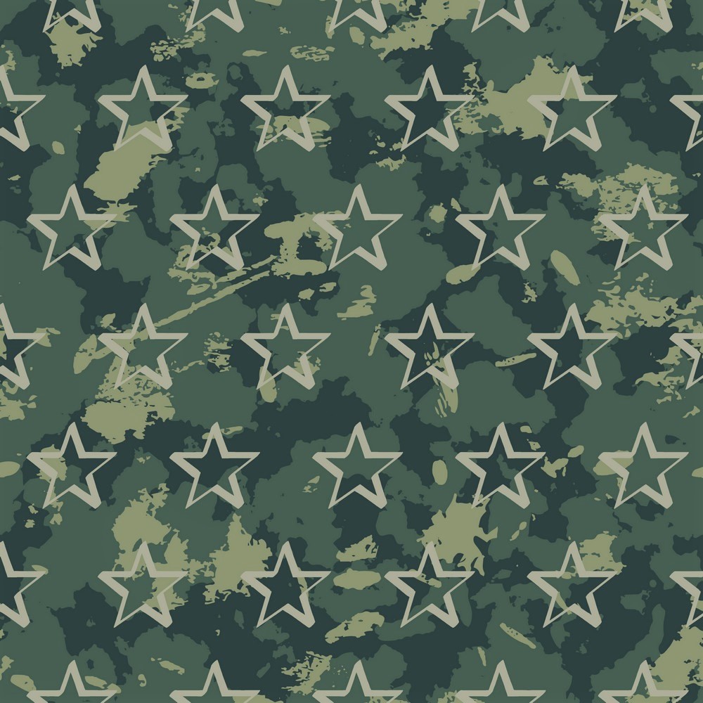 Softsweat angeraut "Camouflage Stars" - dark green