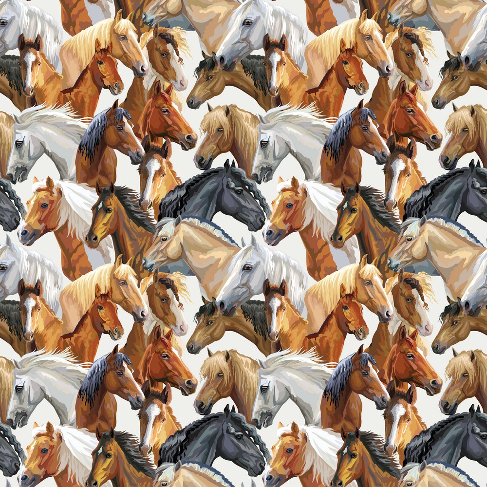 Canvas Digital "Horses" - ecru/braun