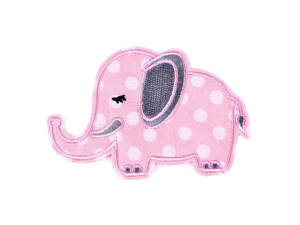 Applikation mit Elefant - rosa