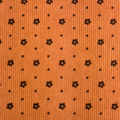 Feincord mit kleinen Dots und Blümchen - burnt orange