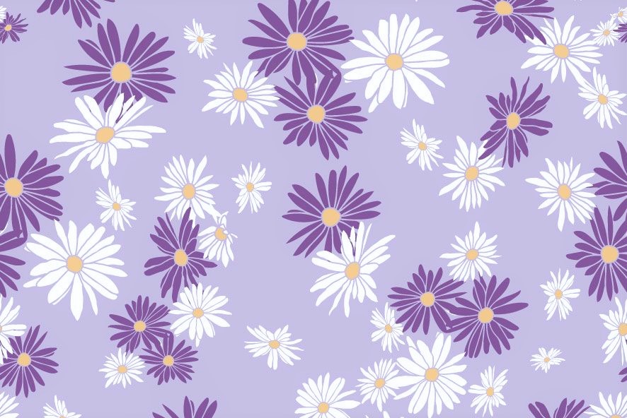 Digitaljersey "Daisy Garden" mit Gänseblümchen - flieder