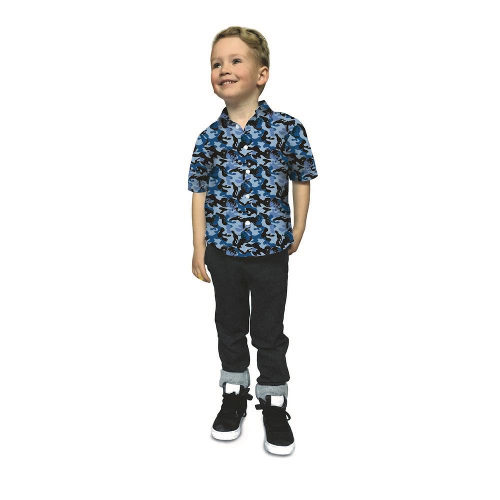 Baumwollstoff Camouflage mit "Shrek" - blau