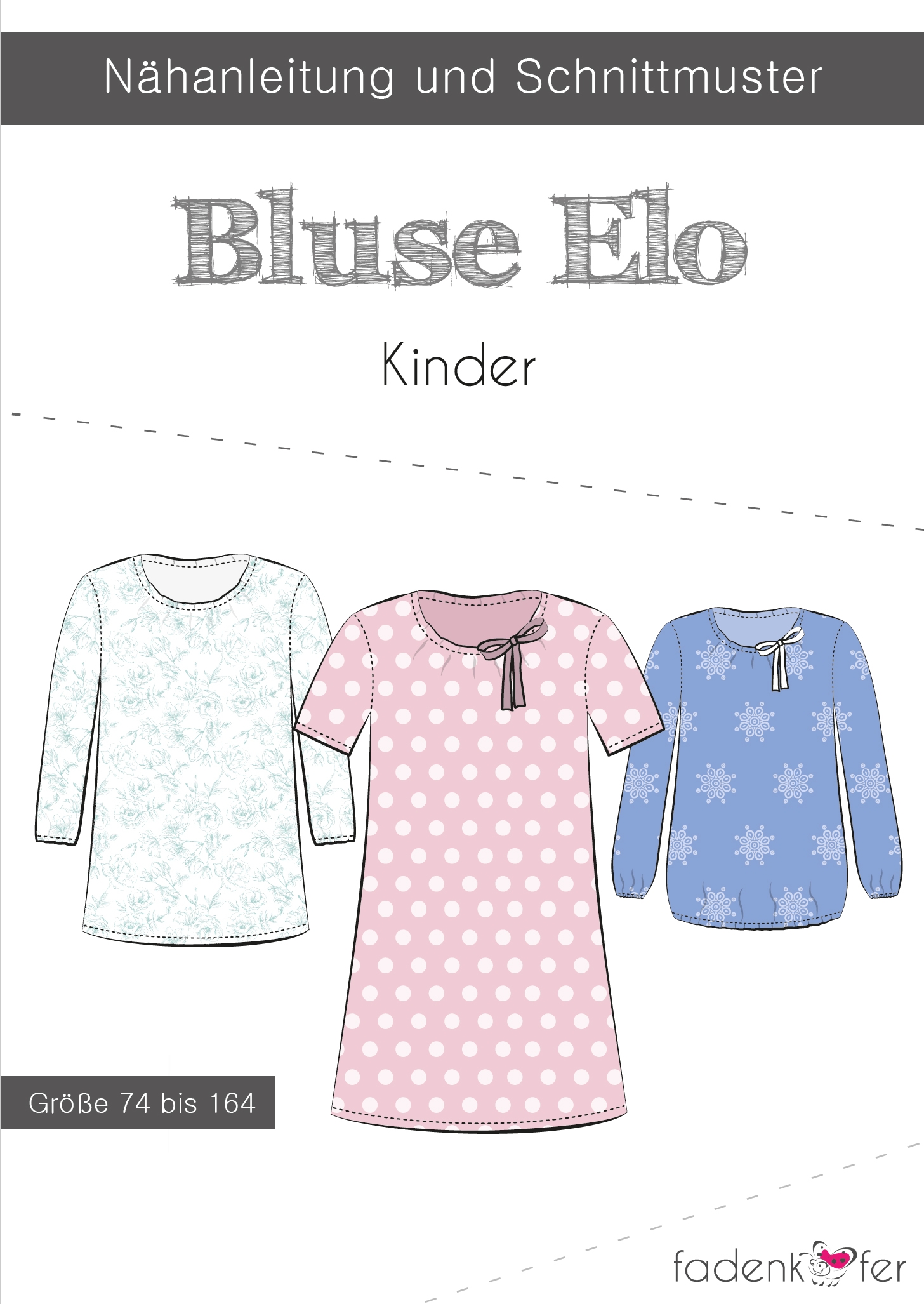 Papierschnittmuster Bluse Elo für Kinder 74-164 von Fadenkäfer