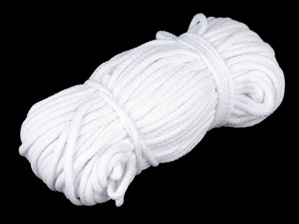 Kordel weiß mit Lurexfäden (silber) 5mm