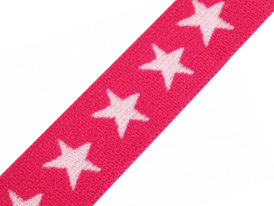 Gummiband 20mm pink mit weißen Sternen  
