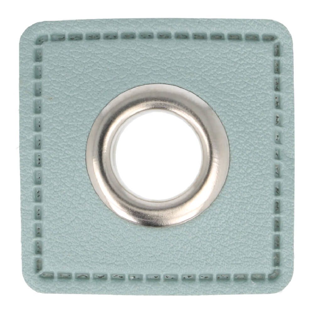 Ösen-Patch auf dusty green Kunstleder nickel 8mm    
