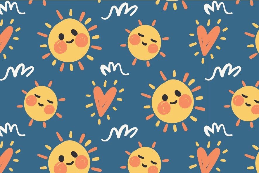 Digitaljersey "Sunny Days" mit Sonnen und Herzen - jeansblau