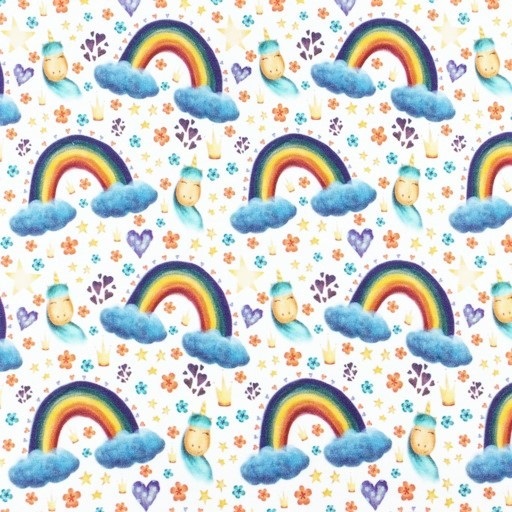 Digitaljersey Snoozy Fabrics mit Einhörner und Regenbögen - ecru/bunt