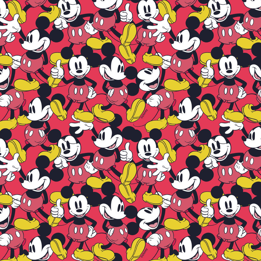 Baumwollstoff Lizenz mit Walt Disney`s Mickey Maus, Digitaldruck - rot