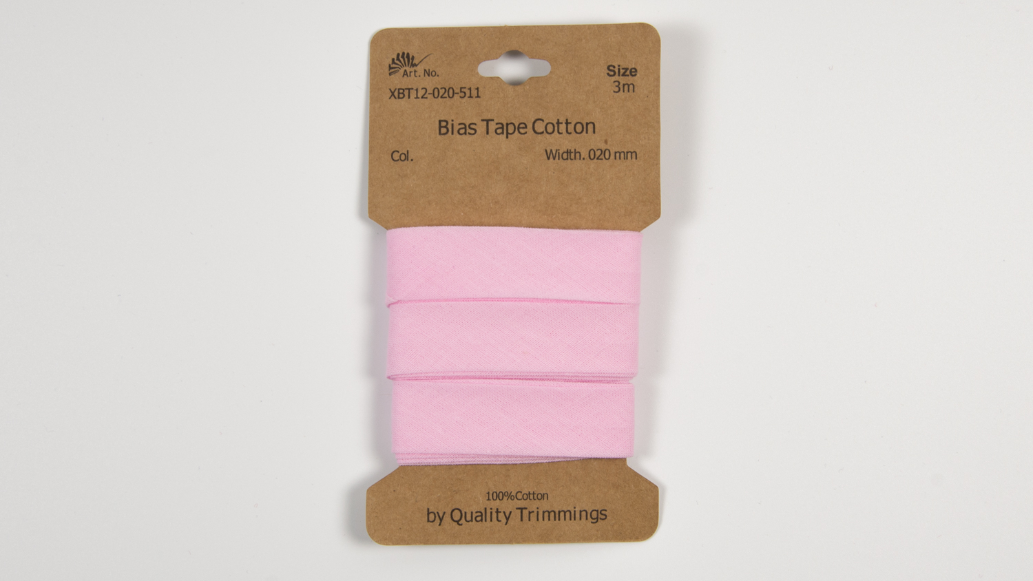 Karte 3m Baumwoll-Schrägband 20mm breit in baby rose (511)  
